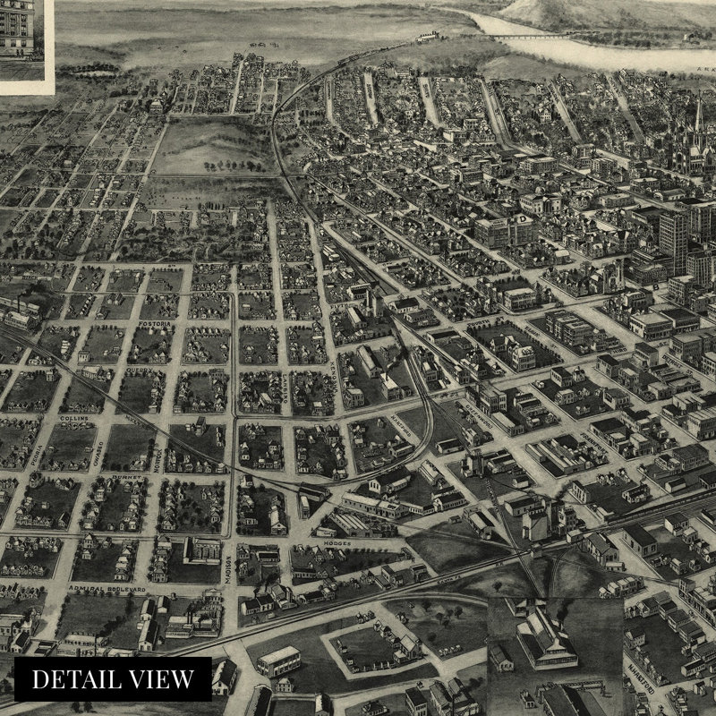 " 1918 Tulsa Oklahoma Map " Print, 36" W x 24" H