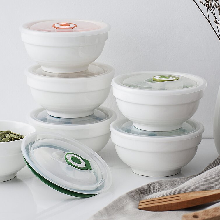 DOWAN Ceramic Bowls with Lids, Serving Bowls with Lids, Food