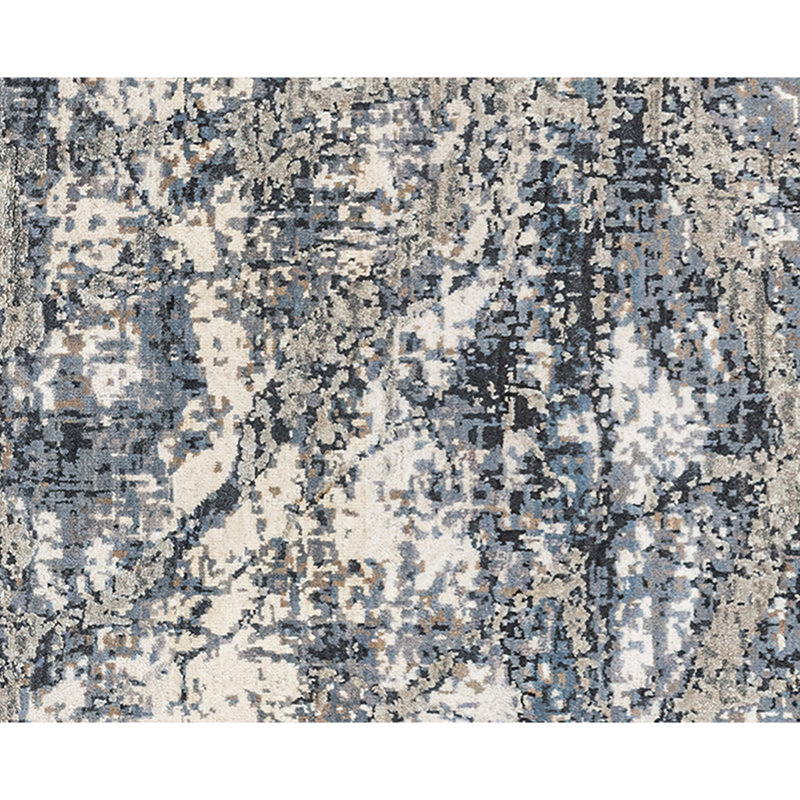 Tapis gris et argent noué à la main de haute qualité, Rectangle 6 pi x 9 pi