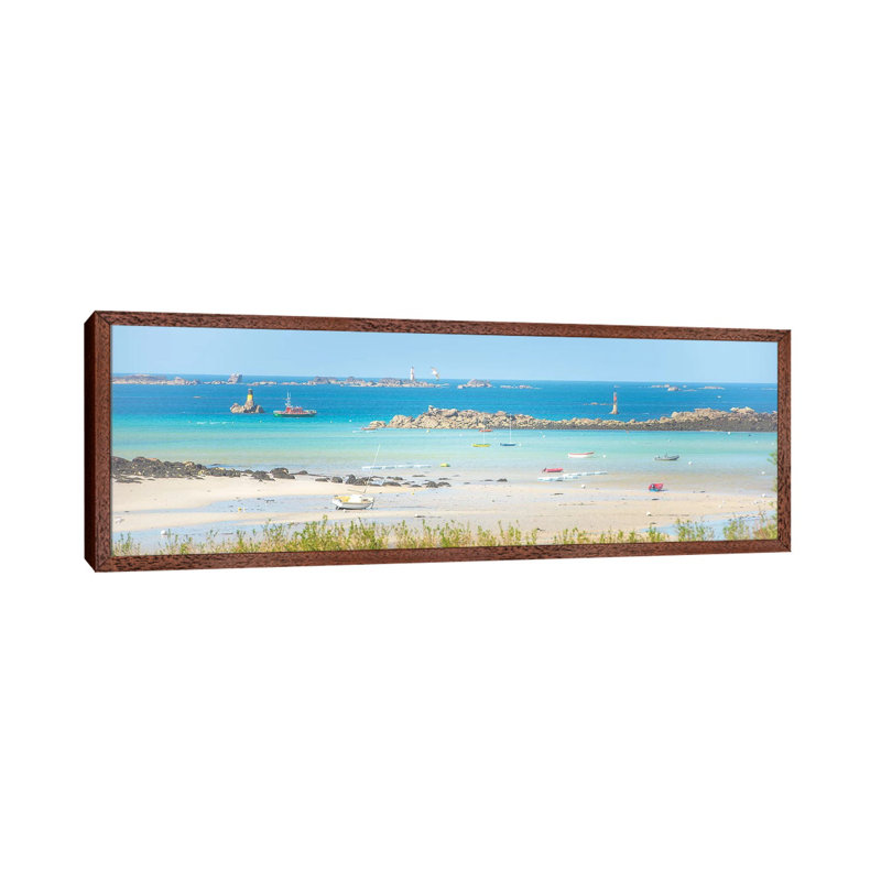 Porstall In Brittany by Philippe Manguin - Panoramic Print on Canvas, Classic Brown Wood Floater Framed