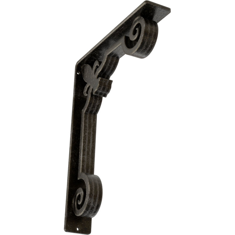 Support en fer forgé Fleur De Lis, Argenté antique chaleureux, H 12 po x l 2 po x P 10 po