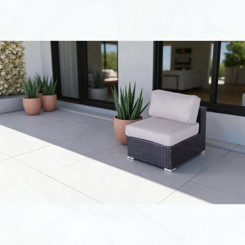 Ensemble de 2 chaises de patio sans accoudoirs avec coussins gris Minnesota, Gris foncé