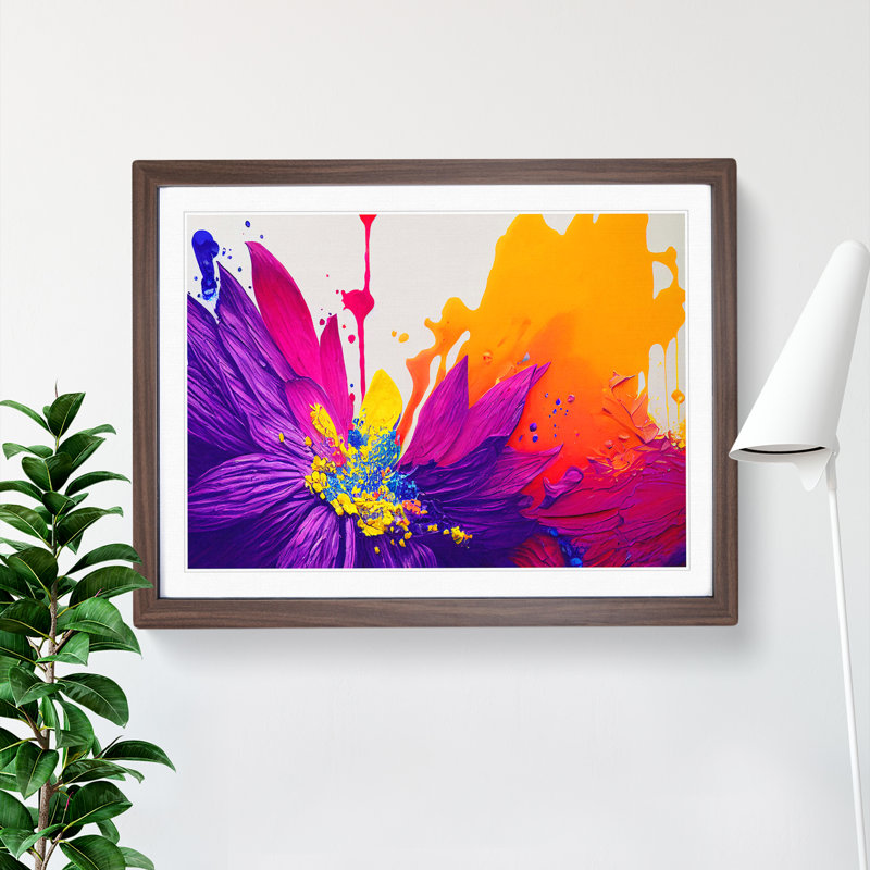 Glamorous Modern Flower - Framed Print, 34cm H x 46cm W x 2cm D, Walnut