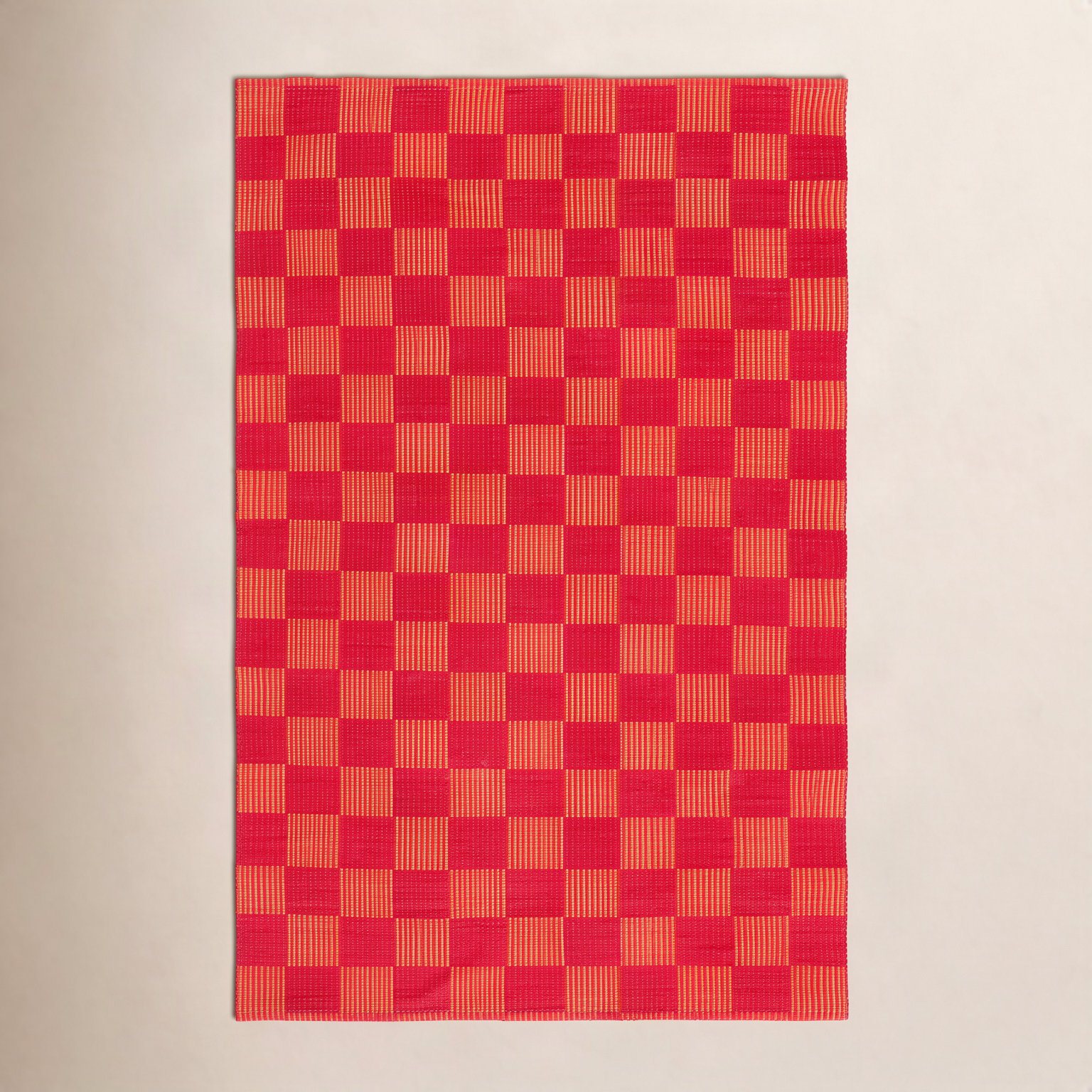 Della Power-Loomed Geometric Cotton Rug, Rectangle 4' x 6'