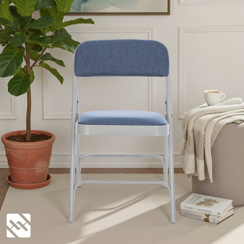 Bernadine Fabric Padded Folding Chair, Blue/Gray