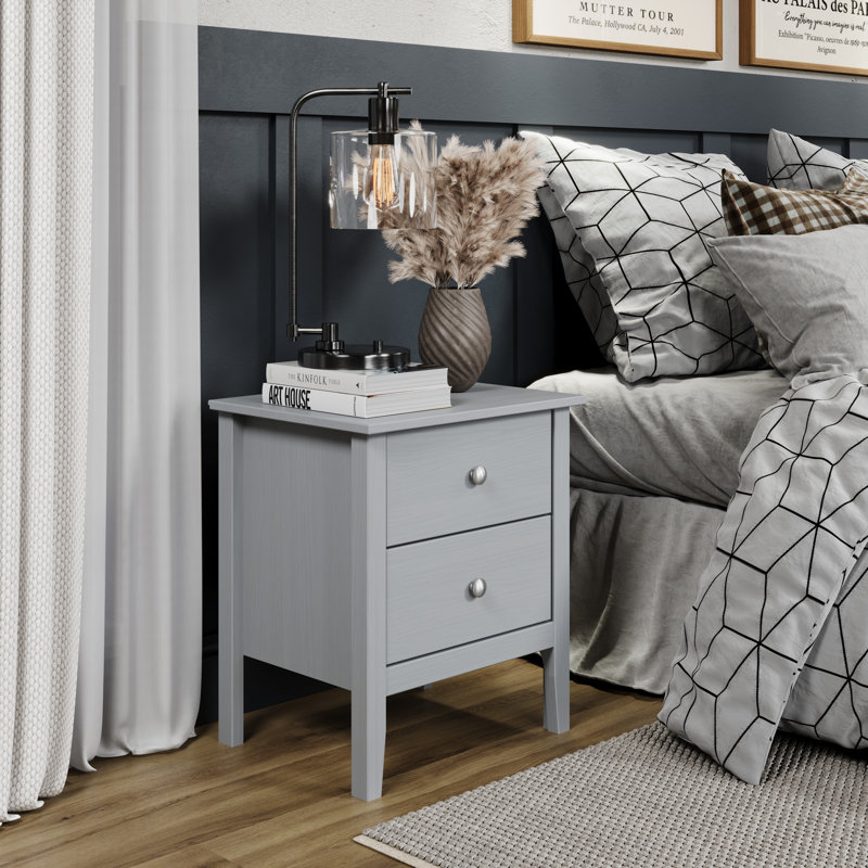 Table de chevet Arzell Shaker, Gris clair
