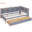 Lit de jour simple avec palette de couleur grise, 2 tiroirs, compartiment de rangement et de charge en bois, tiroirs-148288733-148288734