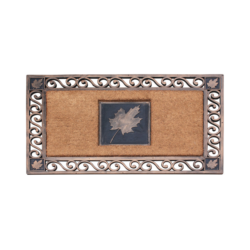 Rectangular Brown and Copper Coir Rubber Outdoor Doormat