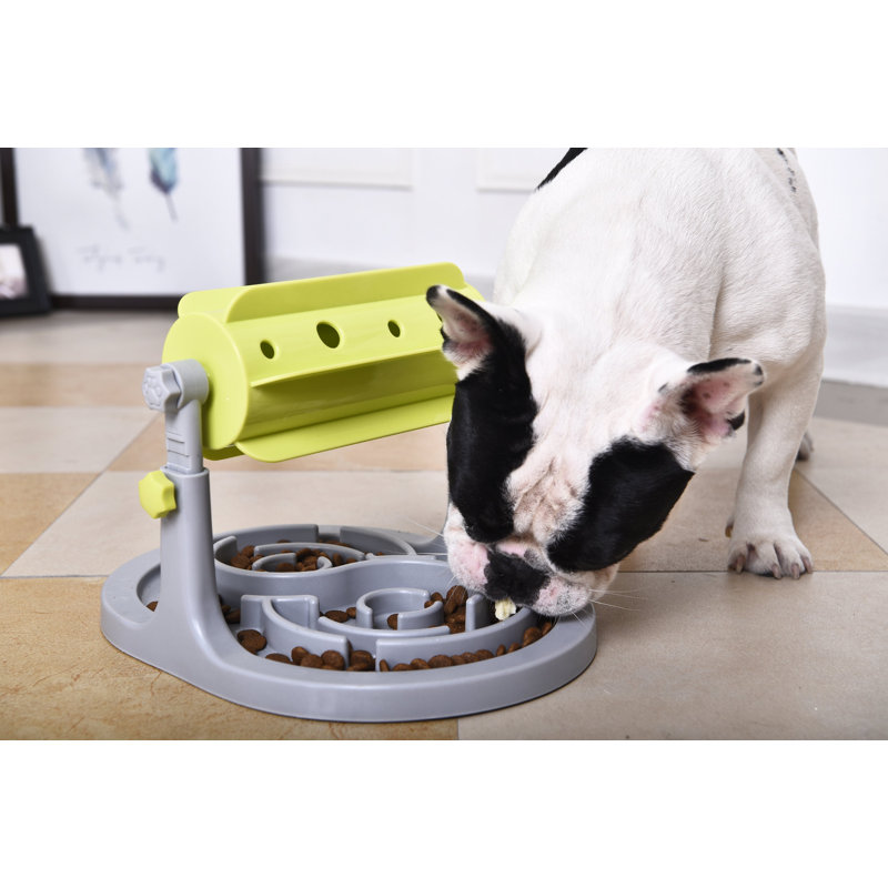 Pet Life Roto Paw IQ Training Interactive Rotating Slow Dog Feeder, Green