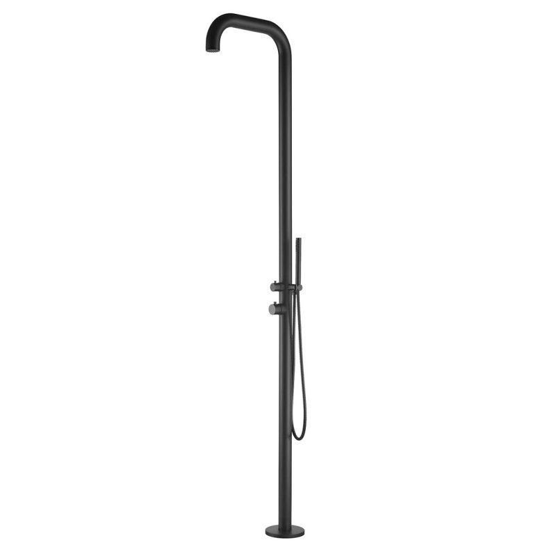 Douche d'extérieur autoportante avec douche à main Pulsar 01, Noir mat
