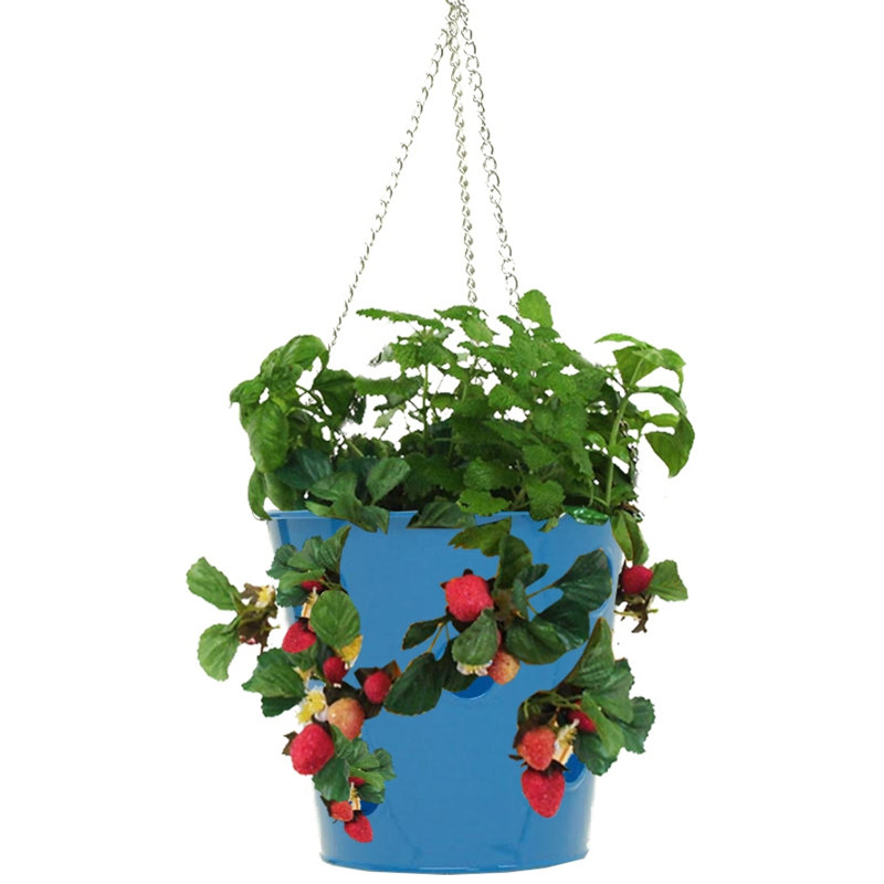 Anakie Handmade Metal Hanging Planter, Blue