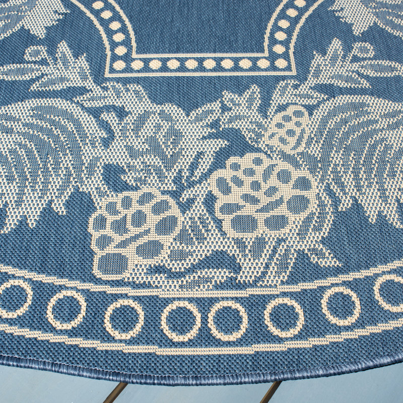 Havza Performance Floral Indoor/Outdoor Area Rug, Round 5'3"