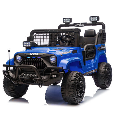 24V Two-seater Kids Ride On Electric Truck Car W/Parents Control,2wd,Four-wheel Suspension, 8.66in Ground Clearance, LED & Searchlights, Bluetooth, Music, Provide 3.11-4.97MPH Speed For Kids  Aged 2-6（It is designed for single rider only.）