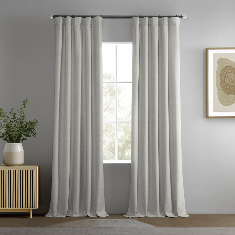 Rideaux occultant Boho Chic pour rideaux en lin et chambre à coucher - 2 panneaux, Bouleau de ferme, L 50 po x L 108 po