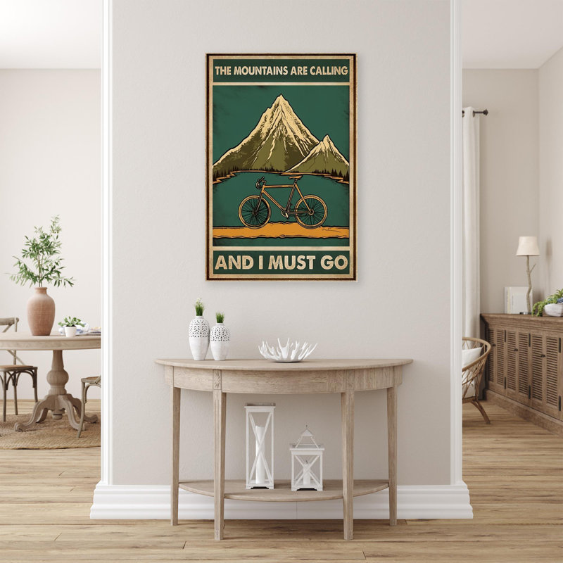 " Bicycle The Mountains Are Calling ", 14" H x 11" W x 1.25" D