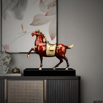 Intricate Brass Horse Sculpture - Elegant Eastern Decor Piece