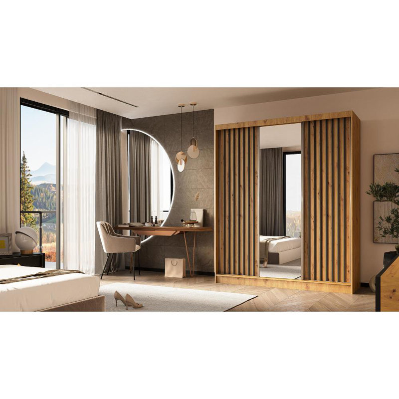 Brisen 3 Door Sliding Wardrobe, Brown