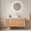 Meuble-lavabo autoportant de 48 po avec lavabo 48 po, 4 pieds en métal, porte et 2 tiroirs, lavabo en céramique à motif de pierre, sans robinet, pré-assemblé
