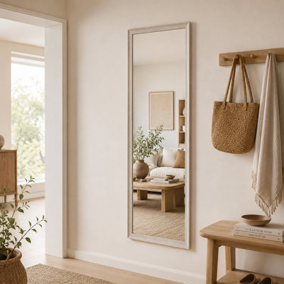 64 x 21 Wood Grain PS Frame Full Length Mirror with 5mm Copper Free Shatter Resistant Glass Floor Leaning or Wall Mounted