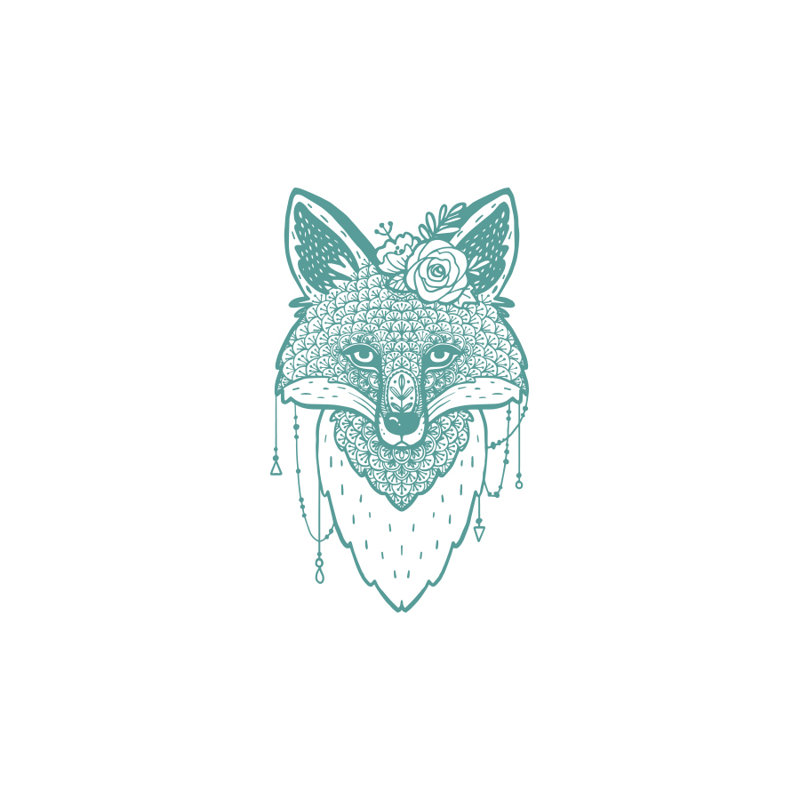 Décalcomanie murale animal fox, Turquoise