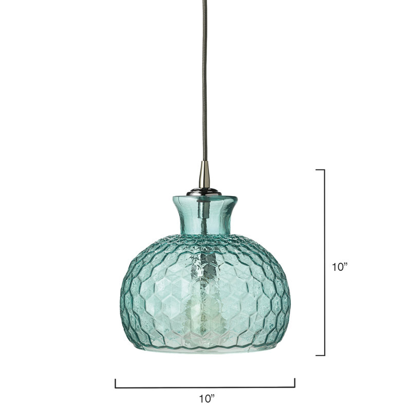 Luminaire suspendu en forme de dôme à 1 lumière Audreya, Bleu