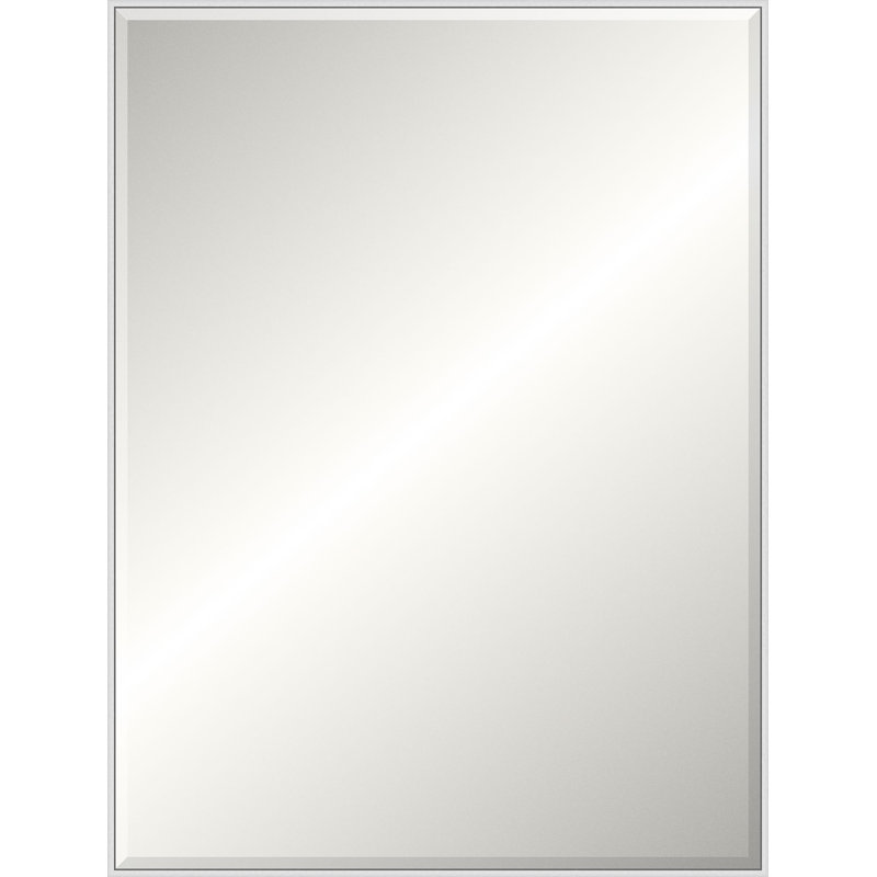 Floater 2 Solid Wood Beveled Mirror, Silver, 49.25" x 37.25", Rectangle