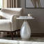 Table d'appoint avec plateau en marbre et base en verre artistique - Table de bout étroite pour la chambre à coucher ou le vestibule - Meuble décoratif rond contemporain - Blanc-1602470927
