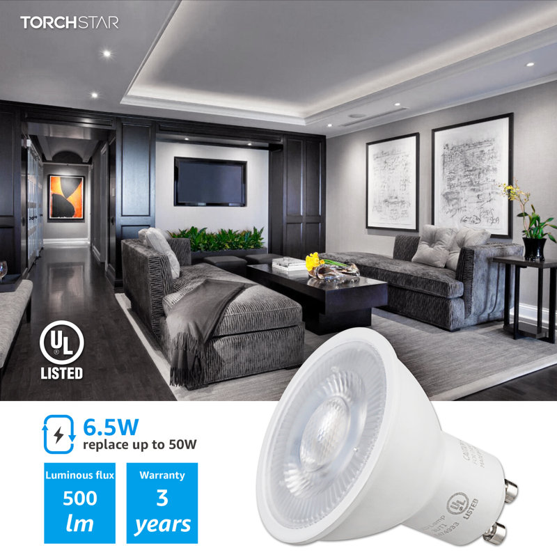 6,5 W (50 W Eqv.), Ampoules DEL GU10 à intensité variable, homologué UL, lumière du jour, base GU10, ampoule MR16 pour éclairage encastré