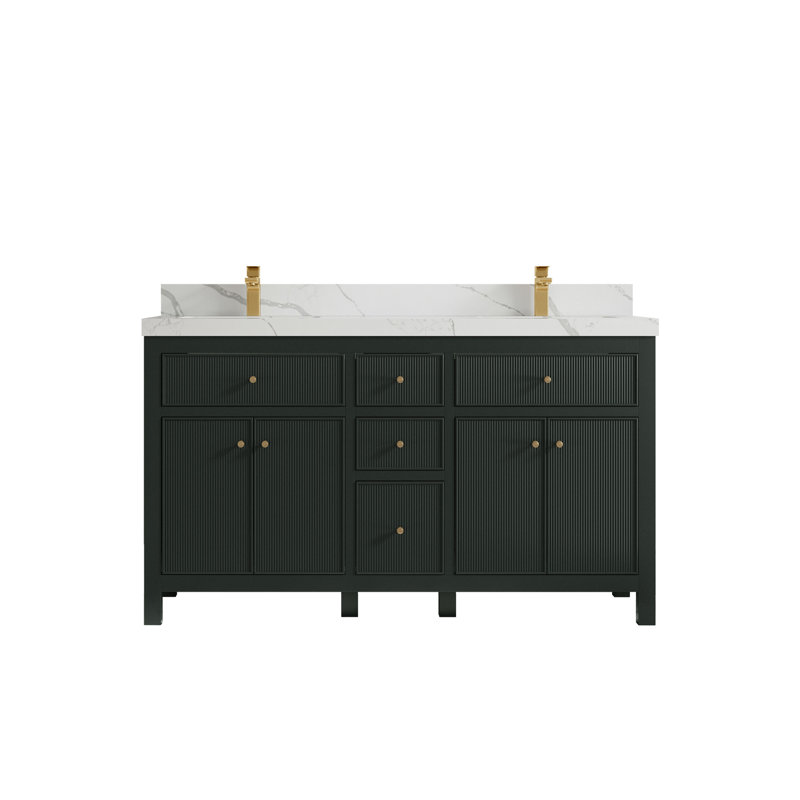 Ensemble de meuble-lavabo double 60 po Sonoma, Quartz Calacatta Laza