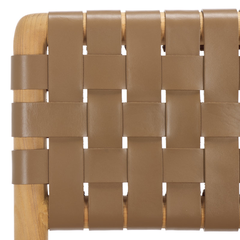 Jeremiah Woven Leather Counter Stool, Brown, Natural