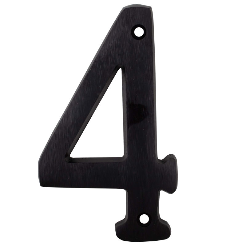 Numéro de maison robuste 4 po, Noir mat, 4
