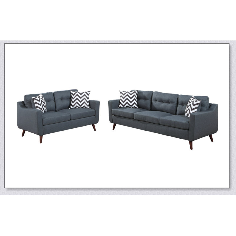 Causeuse moderne avec coussins 2 pièces Blue Grey, Bleu gris