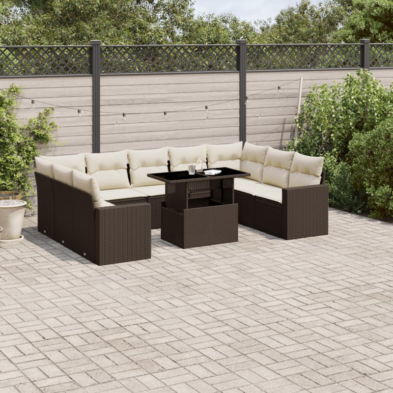 Vidaxl Garden Sofa Set Brown, Cream White