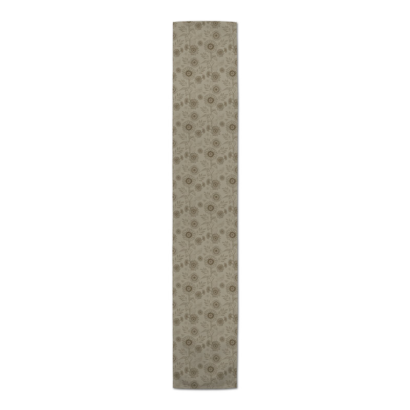 Rectangular Floral Table Runner, 72" x 16", Brown