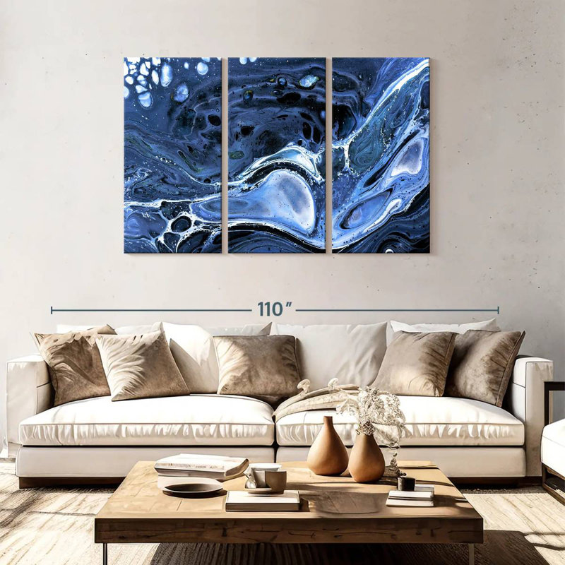 Avery Dark Blue Abstract, 48" H x 74" W