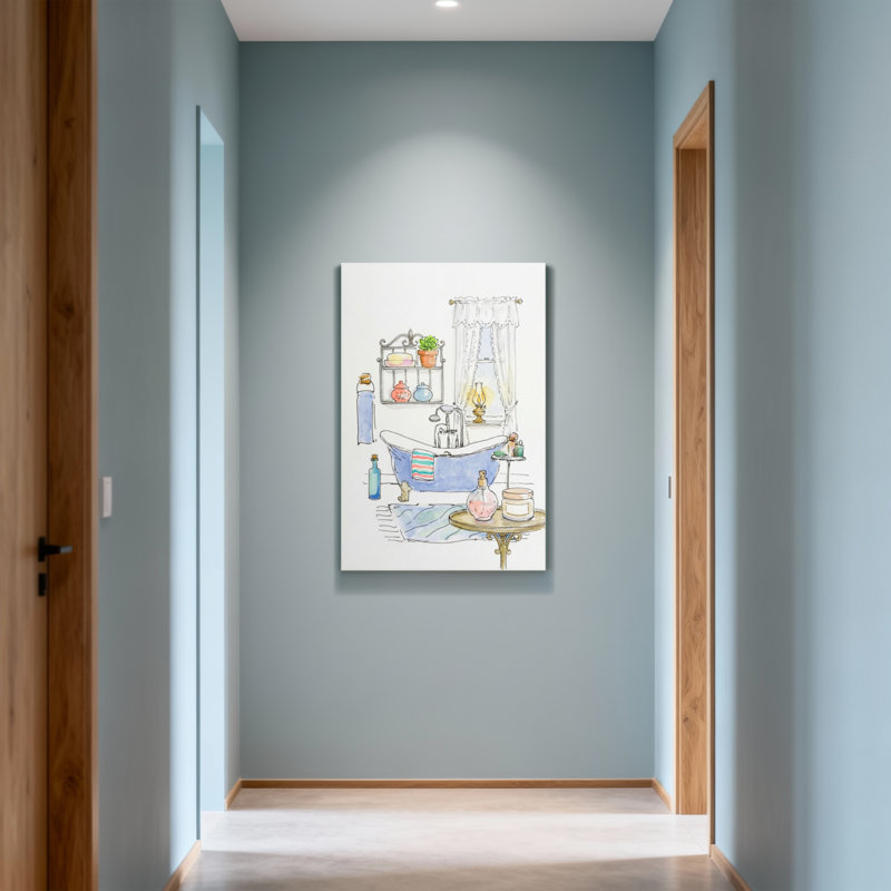 Scène de salle de bain avec baignoire et accessoires Bath & Laundry, H 16 po x l 24 po