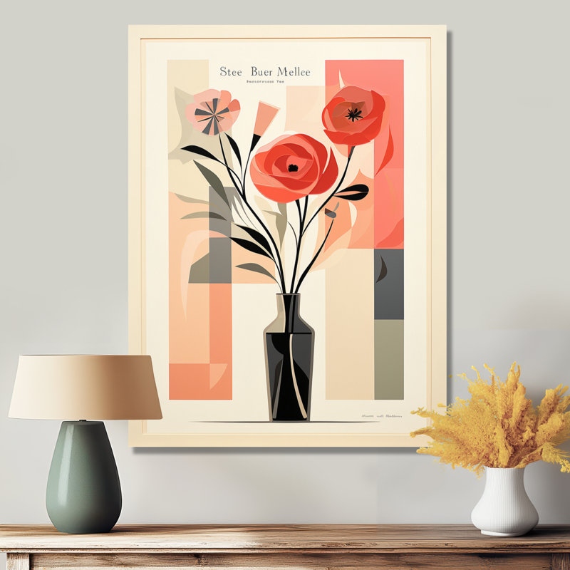 Red Red Minimal Retro Graphic - Rose, art mural, H 20 po x l 12 po x P 1 po, Toile tendue