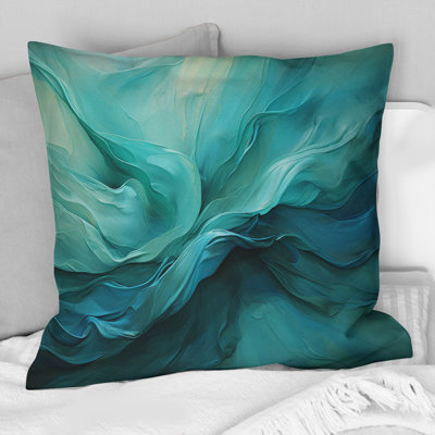 Turquoise Tranquillity V - Abstract Landscapes Printed Throw Pillow