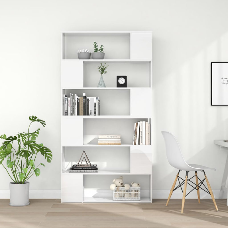 Bibliothèque vidaXL, Blanc très luisant,  (6 tablettes) H 74 po x l 39 po x P 9,5 po