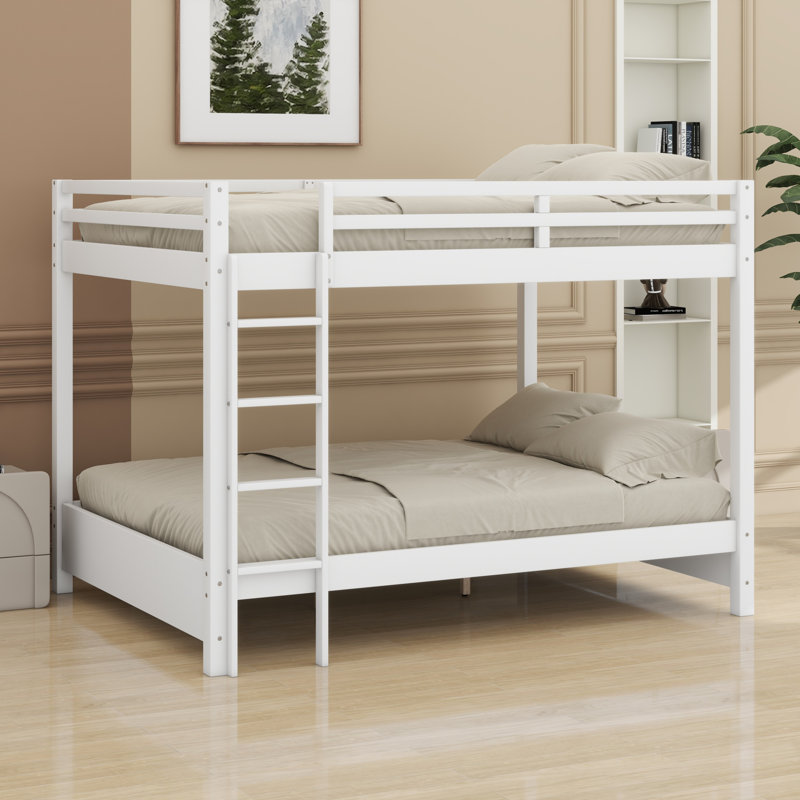 Lit superposé en bois avec échelle, Blanc