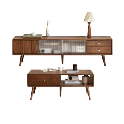 Black Walnut TV Stand and Coffee Table Set