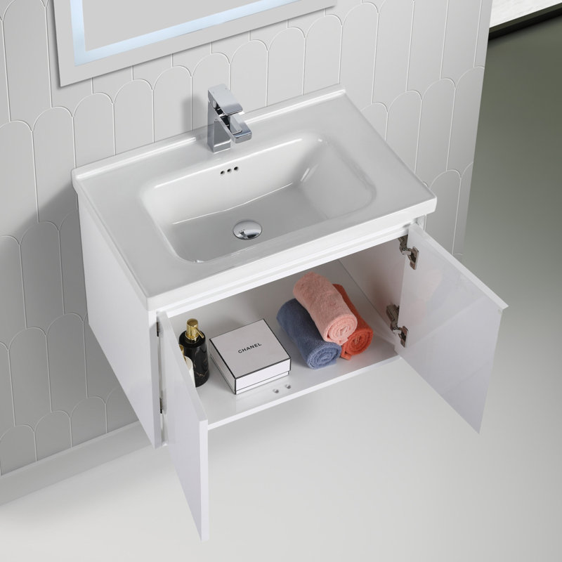 Norwell 28" Floating Bathroom Vanity with Sink – Wall-Mounted Wood Cabinet with Soft-Close Storage for Modern Bathrooms
