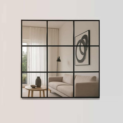 Fehzaan Brooklyn Square Industrial Wall Mirror