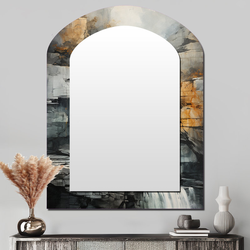 Waterfall cliff Adventure - Miroir mural asymétrique décoratif Waterfall, 43 po x 33 po
