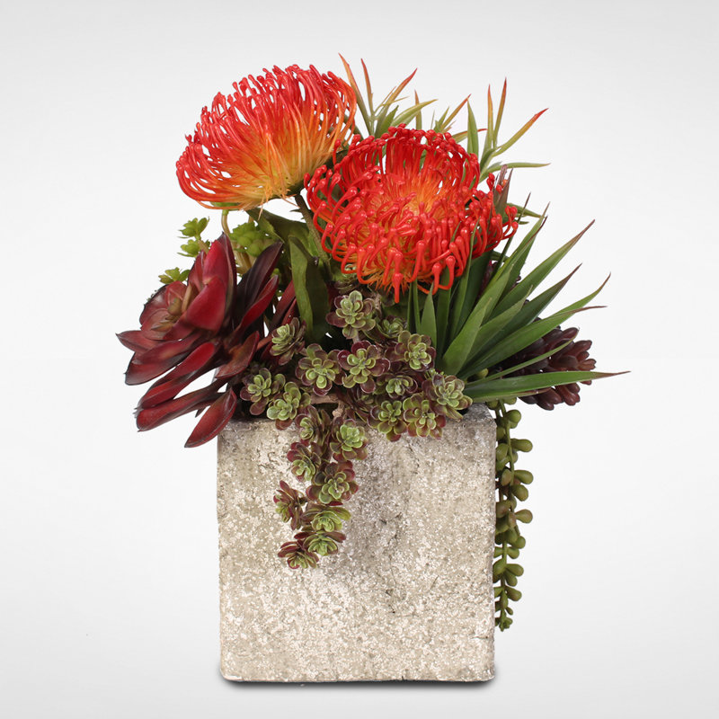 Faux Succulent Plant in Concrete Pot