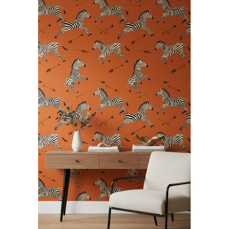 Papier peint zèbres avec flèches orange