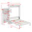 Grand lit escamotable mural avec plusieurs tablettes de rangement convertibles, cadre de lit plateforme pliable en bois avec décoration à persiennes