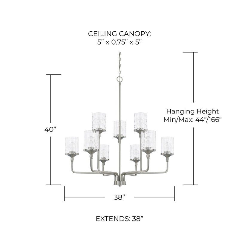 Colton Dimmable Classic / Traditional Chandelier, Brushed Nickel, 9