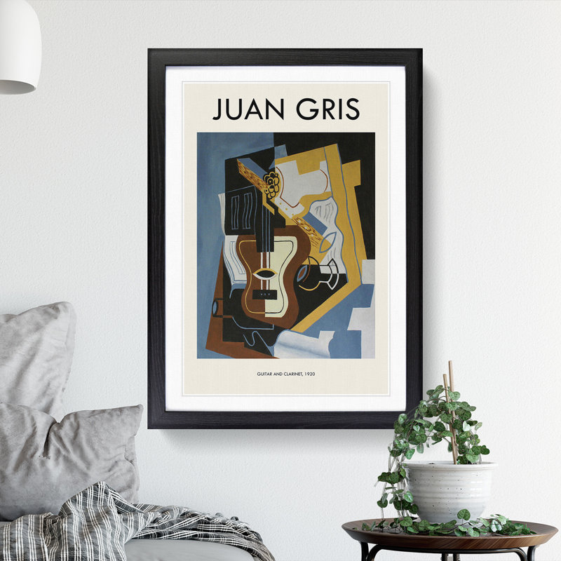 Guitar With Clarinet by Juan Gris - Single Picture Frame Print, 65cm H x 48cm W x 2cm D, Black Framed
