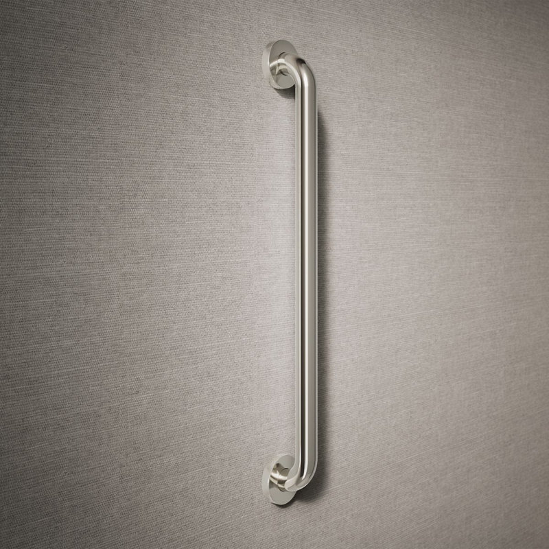 Barre d'appui contemporaine, L 24 po, Nickel poli éclatant